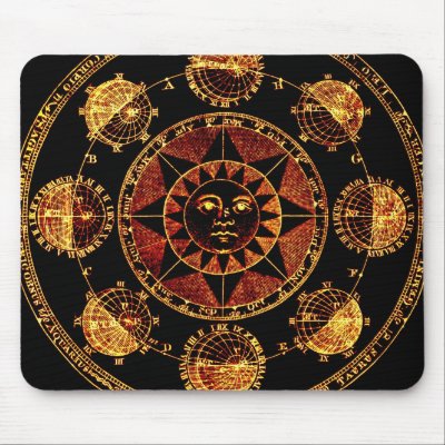 Altered Light Gold Zodiac Sun Eclipses Mouse Pads by Biblioartgifts