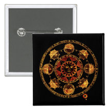 Altered Light Gold Zodiac Sun Eclipses Pins