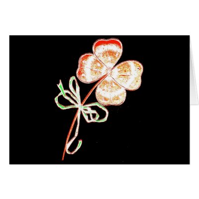Altered Light Golden Irish Sparkle 4 Leaf Clover Card by Biblioartgifts