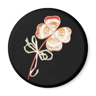 Altered Light Golden Irish Sparkle 4 Leaf Clover Magnet by Biblioartgifts