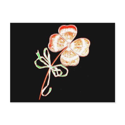 Altered Light Golden Irish Sparkle 4 Leaf Clover Postcard by Biblioartgifts