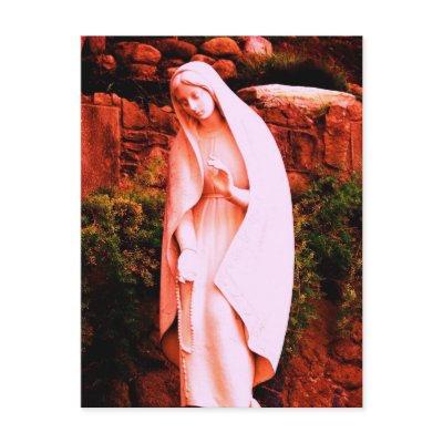 Altered Peach Virgin Mary Garden Statue Post Cards by JuJuGardens