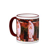 Altered Red Virgin Mary Garden Statue Cup mugs by JuJuGardens Altered Red Virgin Mary Garden Statue Cup mugs
