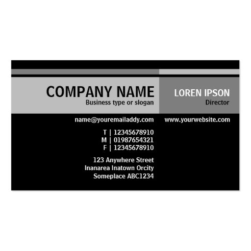 Alternate Tones - Black Business Card Template (front side)