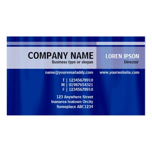 Alternate Tones - Blue Curtain Business Cards (front side)