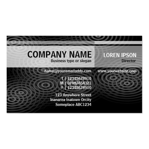 Alternate Tones - Electric Rain (B&W) Business Card Templates (front side)