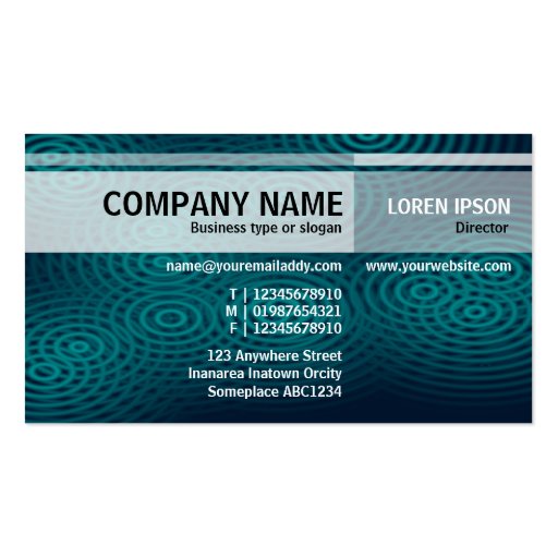 Alternate Tones - Electric Rain (Teal) Business Card (front side)