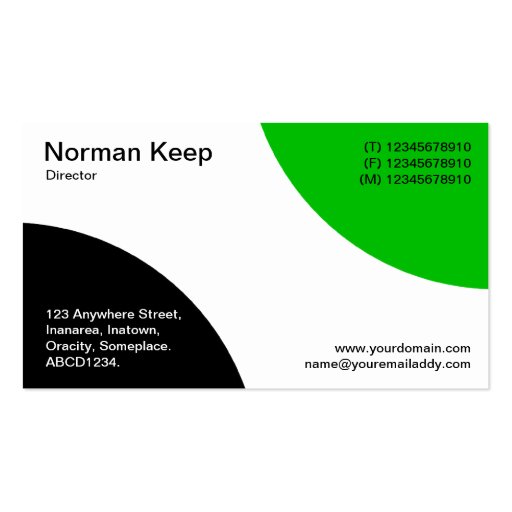 Alternating Curves - Black and Medium Green Business Card (back side)