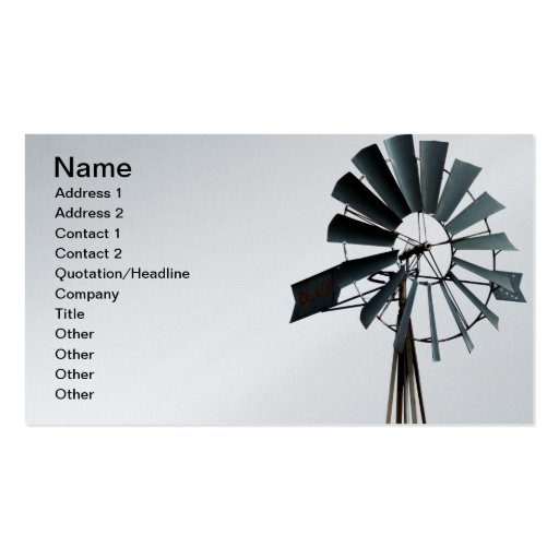 Alternative Energy - Pinwheel Windmill Power Business Card (front side)