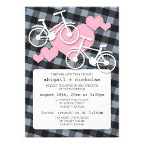 Alternative Gingham Bicycle Wedding Invitations