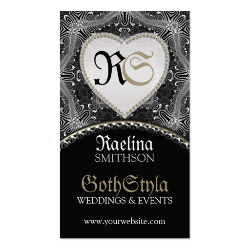 Alternative Gothic Dark Events & Wedding Planner Business Card (front side)