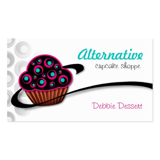 Alternative Retro Pink Cupcake Business Cards (front side)