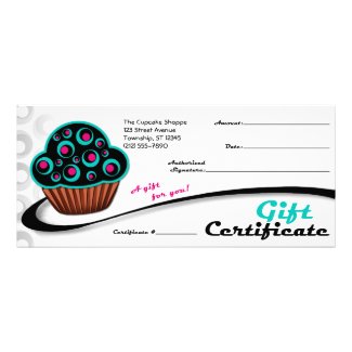 Alternative Retro Teal Cupcake - Gift Certificates Custom Rack Card