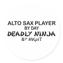 Alto Sax Deadly Ninja by Night Round Stickers