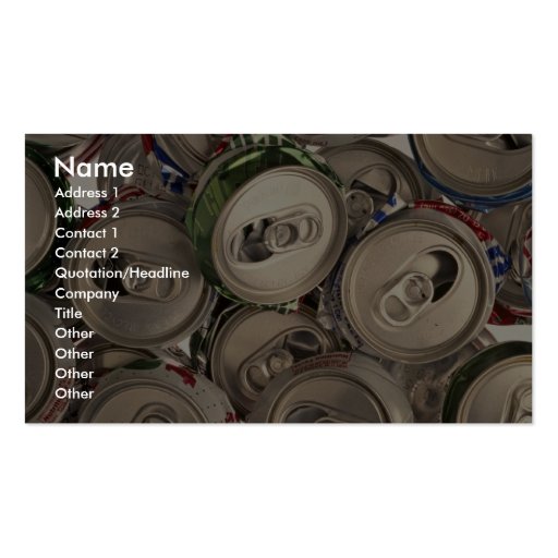 Aluminum cans, recycled business card (front side)