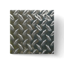 Aluminum Metal Checkerplate Pinback Button