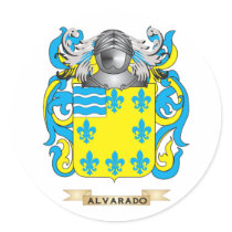 Alvarado Coat of Arms (Family Crest) Round Stickers