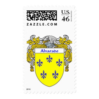 Alvarado Coat of Arms (Mantled) Postage Stamp by NameGame