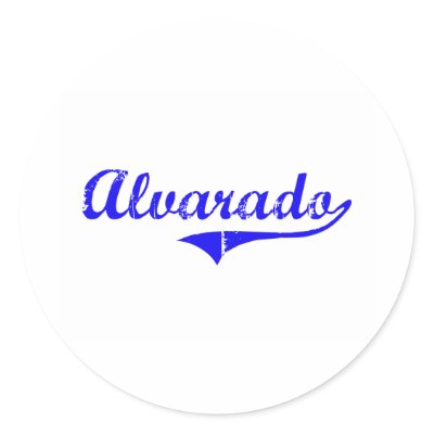 Alvarado Surname Classic Style Round Stickers by nameshirt