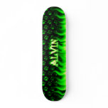 Alvin skateboard green fire and flames design