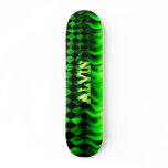 Alvin skateboard green fire and flames design