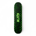 Alvin skateboard green fire and flames design