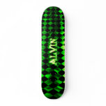 Alvin skateboard green fire and flames design