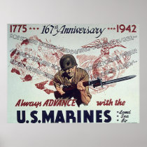 Always Advance With U.S. Marines posters