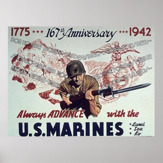 Always Advance With U.S. Marines Print