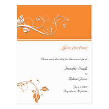 Always and Forever Orange Save the Date Post Card
