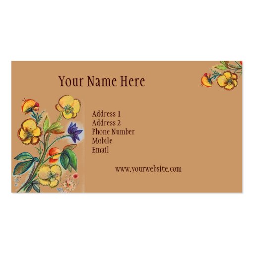 Always Fresh Yellow Flowers Card Business Card (front side)