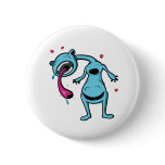 always in good company monster blue pinback button
