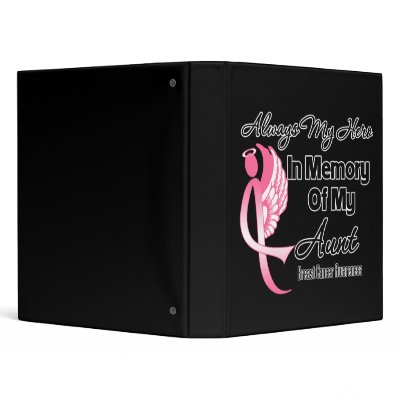 Always My Hero In Memory Aunt - Breast Cancer 3 Ring Binders by cancerapparel