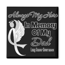 Always My Hero In Memory Dad - Lung Cancer Fridge Magnets