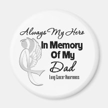 Always My Hero In Memory Dad - Lung Cancer Fridge Magnets