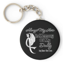Always My Hero In Memory Daddy - Lung Cancer Keychains