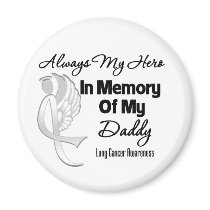 Always My Hero In Memory Daddy - Lung Cancer Refrigerator Magnets