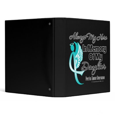 Always My Hero In Memory Daughter - Ovarian Cancer Vinyl Binder by cancerapparel