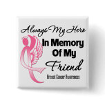 Always My Hero In Memory Friend - Breast Cancer Pinback Button