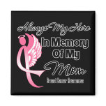 Always My Hero In Memory Mom - Breast Cancer Fridge Magnet
