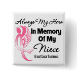 Always My Hero In Memory Niece - Breast Cancer Pins