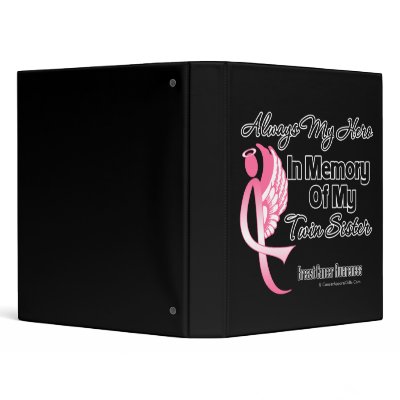 Always My Hero In Memory Twin Sister Breast Cancer 3 Ring Binders by cancerapparel