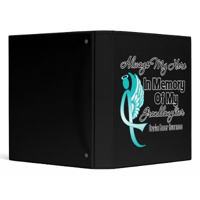 Always My Hero Memory Granddaughter Ovarian Cancer Binder by cancerapparel