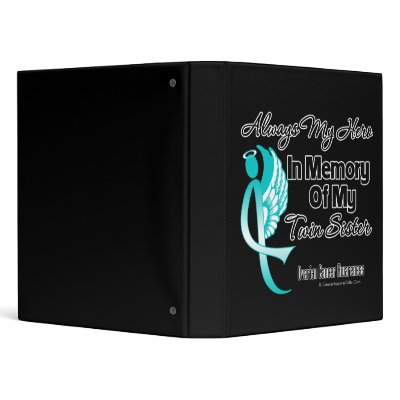 Always My Hero Memory Twin Sister Ovarian Cancer Binders by cancerapparel