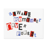 always remember, never forget postcard