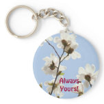 Always Yours! keychain White Magnolia flowers