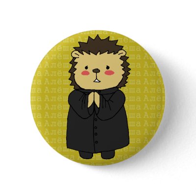 Alyosha Karamazov hedgehog button by masha_yozhina