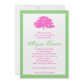 Alyssa Tree of Life Bat Mitzvah Invitation Pink invitation
