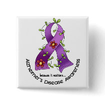 ALZHEIMER’S DISEASE AWARENESS Flower Ribbon 1 Pins