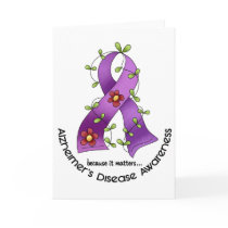 ALZHEIMER’S DISEASE AWARENESS Flower Ribbon 1 Greeting Cards